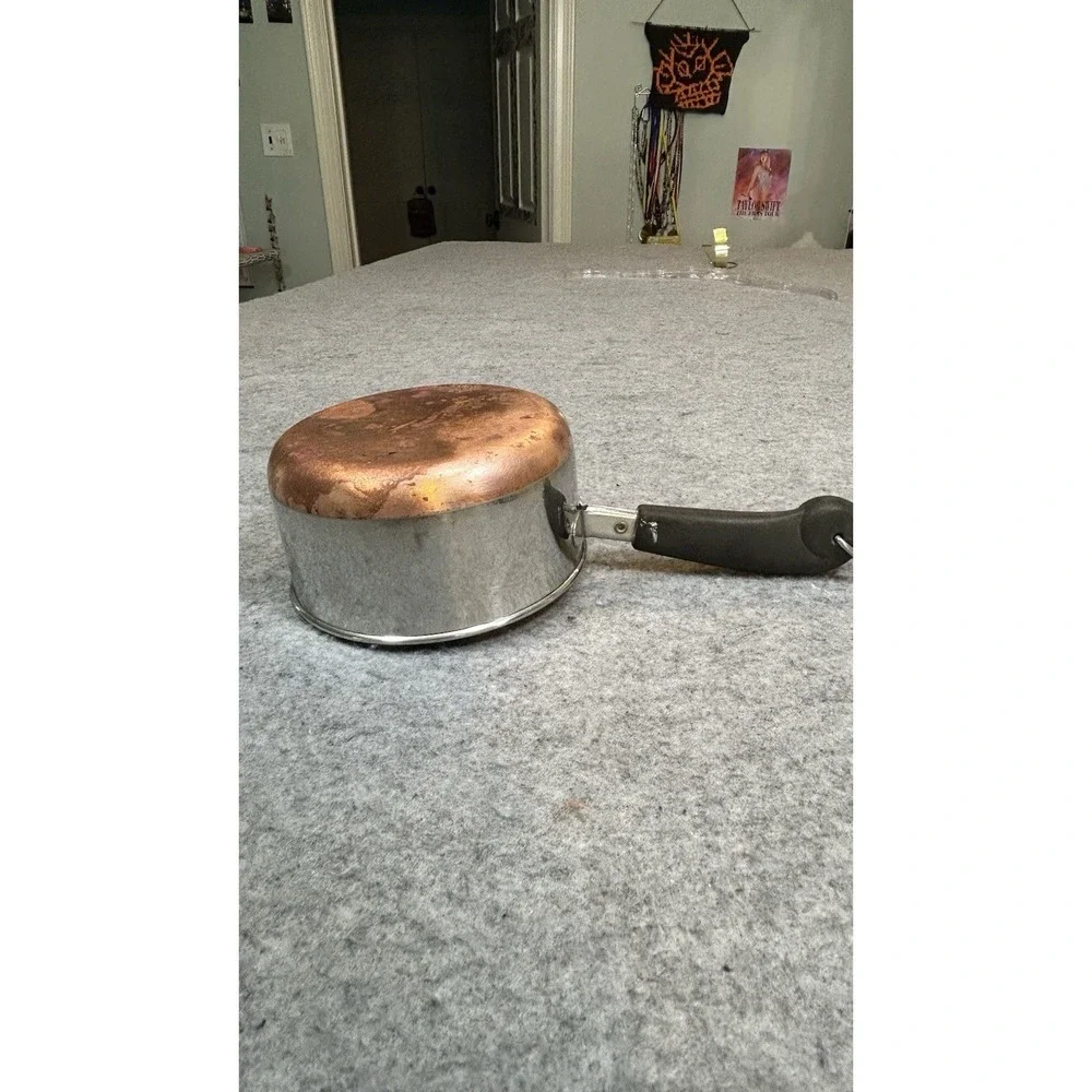 1801 Revere Ware 1 Quart Qt  Saucepan Copper Bottom USA 👉 No Lid👈